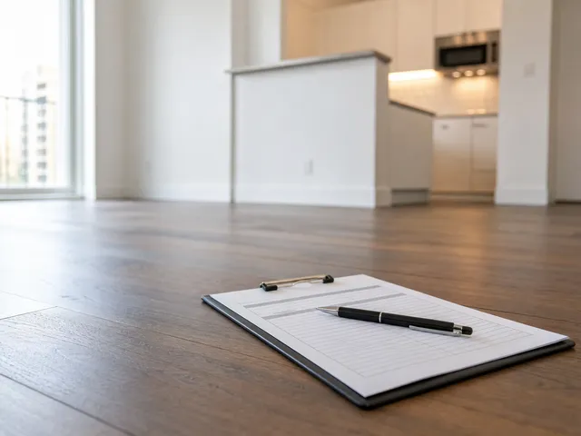 Abnahme mit Klemmbrett auf frisch gereinigtem Boden als Symbol für Qualitätssicherung und dokumentierte Übergabe