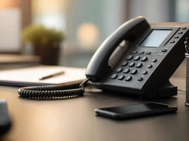 Telefon und Smartphone am Schreibtisch als Symbol für schwer erreichbare Ansprechpartner