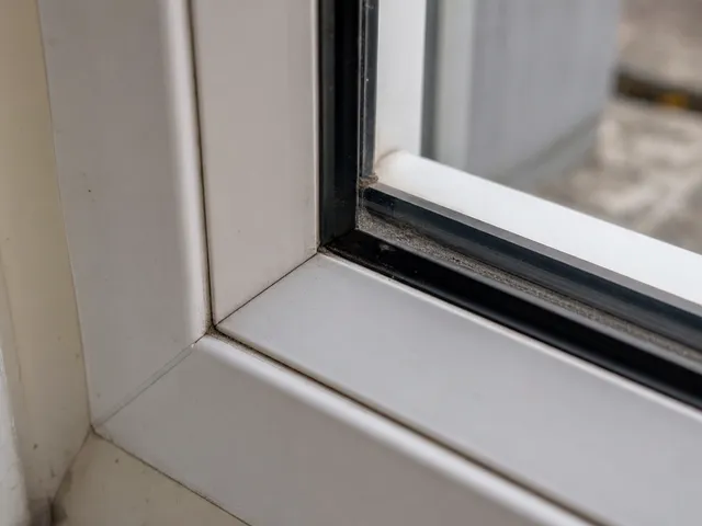 Fensterrahmen und Dichtungsprofil als Symbol für oft übersehene Bereiche neben der Scheibe