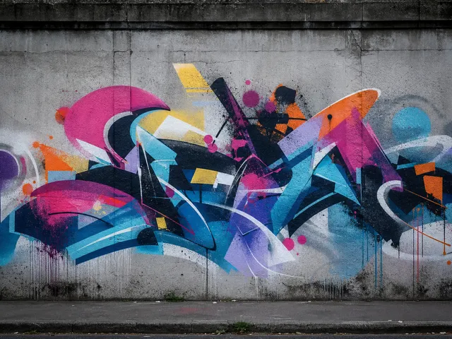 Graffiti und Sprühfarbe auf einer Betonwand