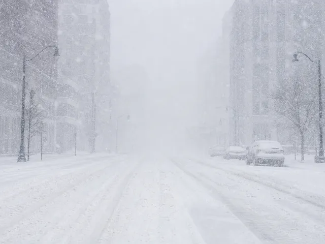 Dichter Schneefall mit eingeschränkter Sicht als Symbol für unplanbares Winterwetter außerhalb der Arbeitszeiten